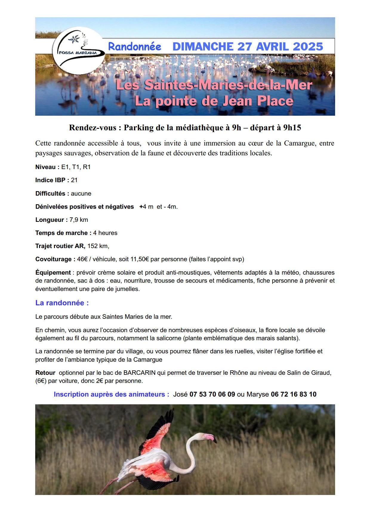 Fiche rando les saintes maries de la mer 27 avril 2025 1