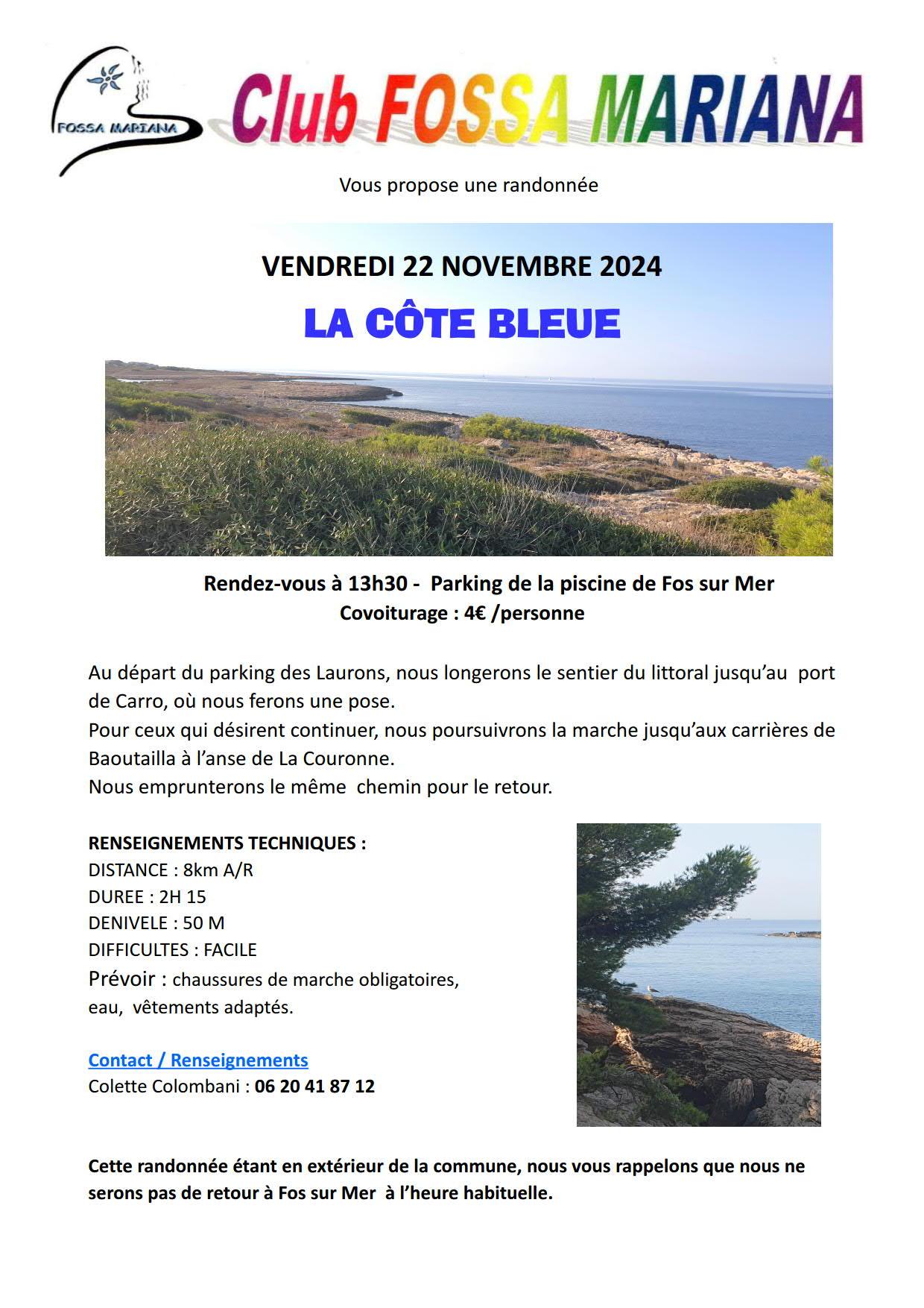 Rando vendredi 22 novembre 2024 la cote bleue 1